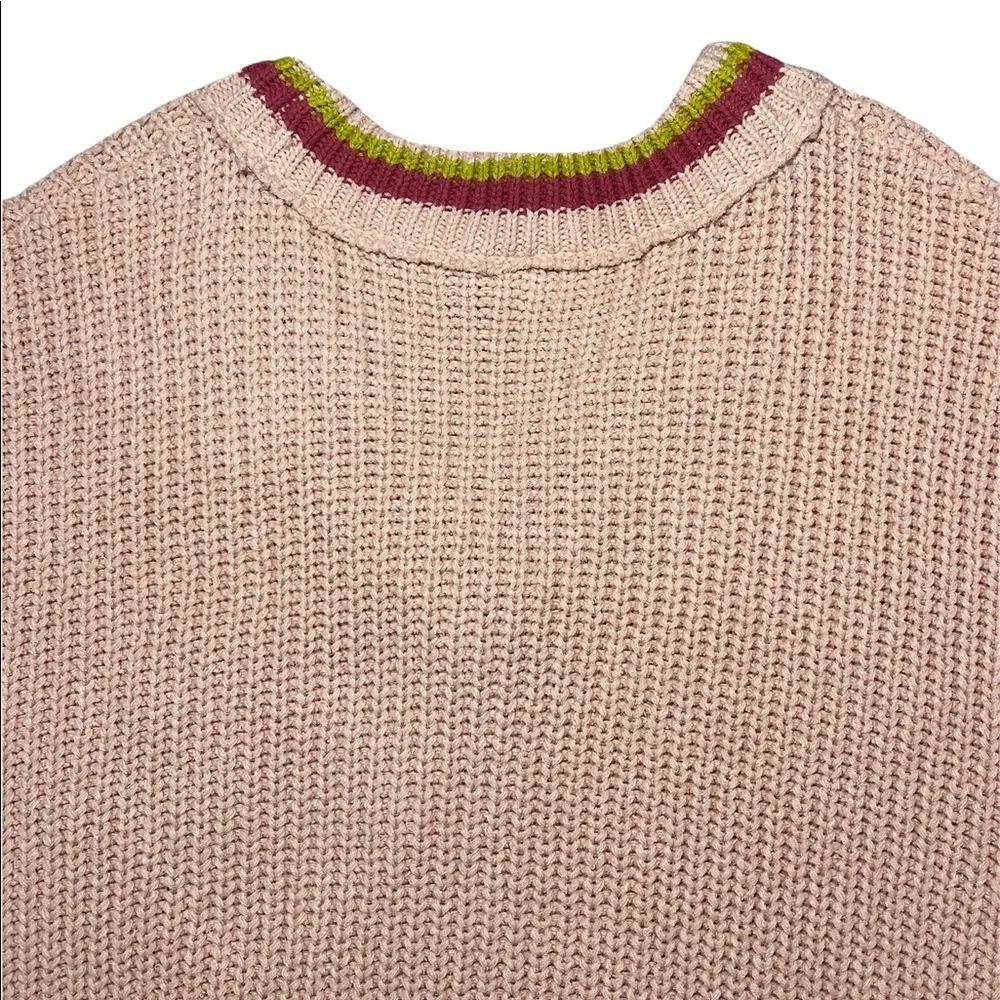 NEW Free People Slouchy Sweater Oversized Tunic Mini V-Neck Cotton Blend Pink XS - Picture 14 of 16